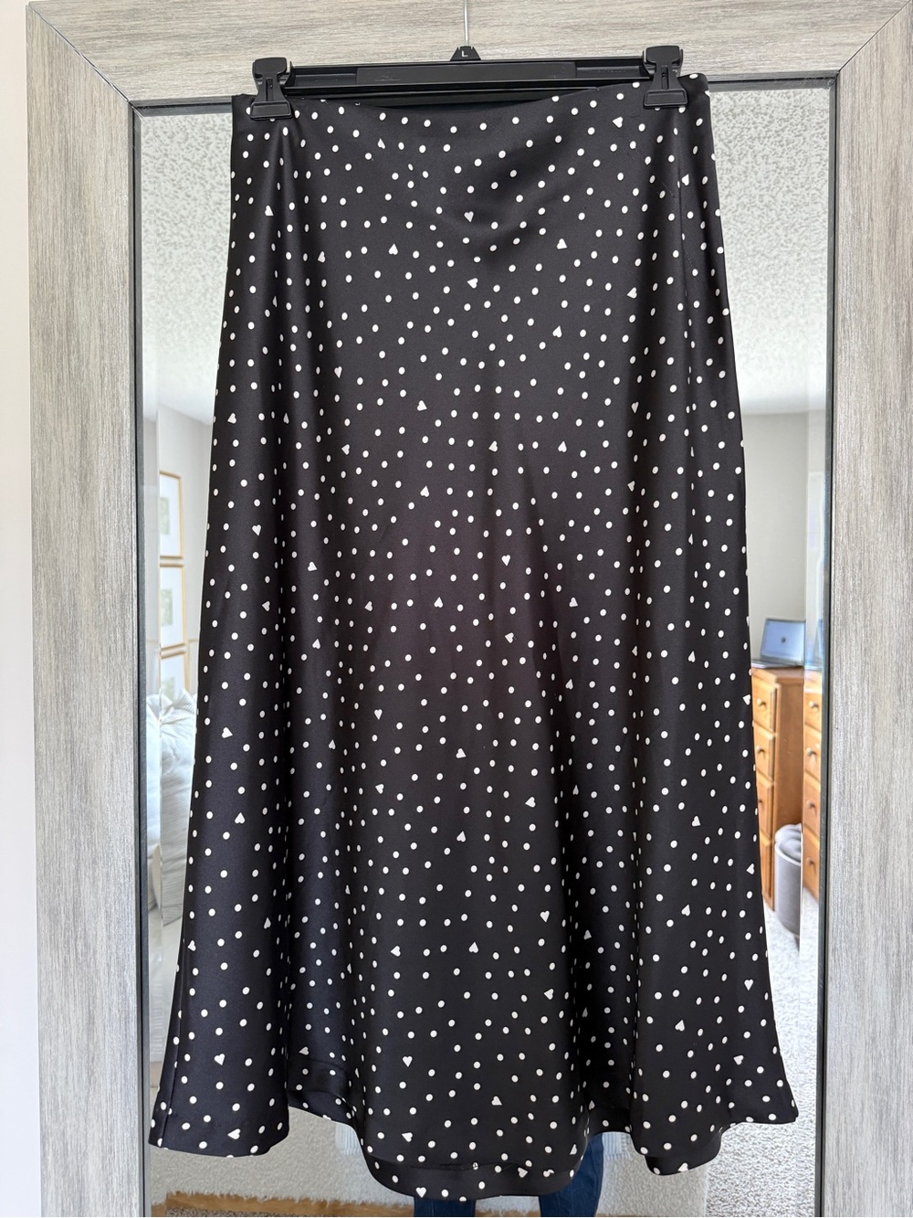 Black & White Polka Dot A-Line Skirt